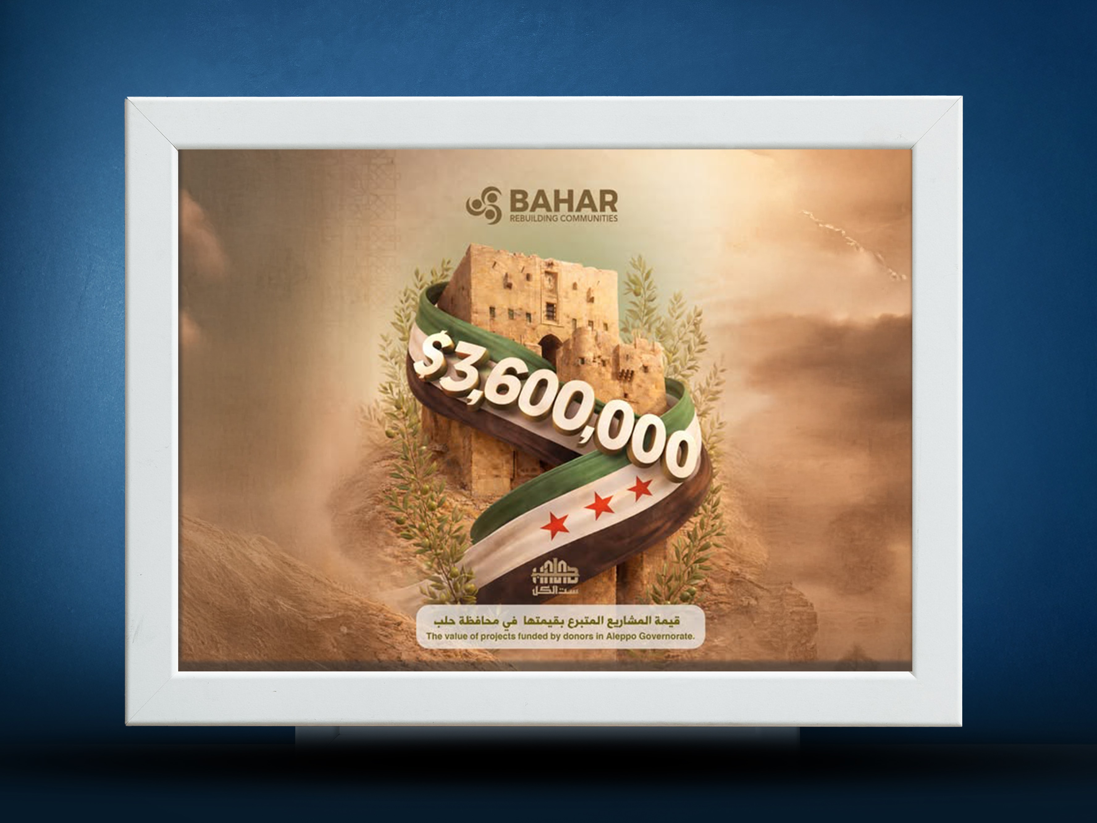 >Bahar Organization donates an amount of 3,600,000 $ for projects to be implemented in Aleppo Governorate.